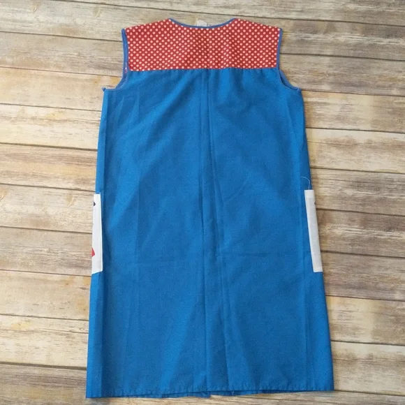 VTG Artistic Creation Red + Blue Apron w/Mushrooms - Picture 2 of 8